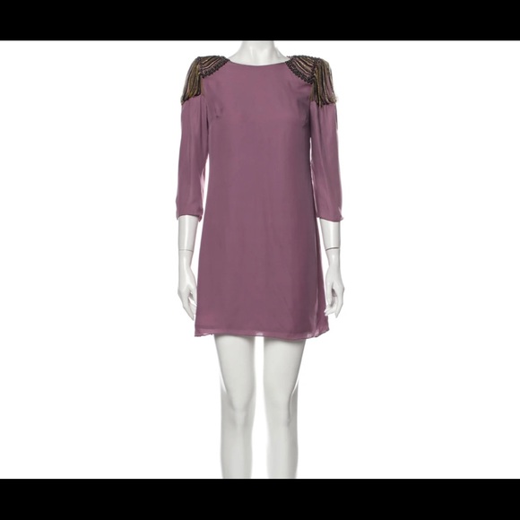 Tibi Lavender Silk Nile Bead Chain Shoulder Dress - Picture 3 of 9